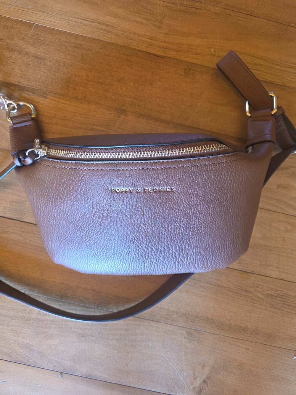 Poppy & Peonies Tan Leather Crossbody Belt Bag Sidekick